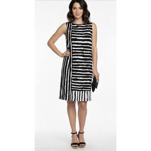 Frank Lyman Sheath Dress Size 2 Black White Striped Style 191422